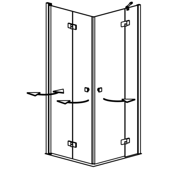 GEO maw flex Eckeinstieg 3-teilig mit Drehfalttür und Drehtür/Festteil, 100 x 100 cm mit Glasbeschichtung