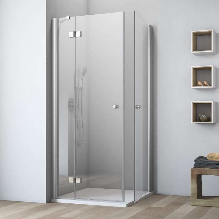 GEO maw flex Eckeinstieg 3-teilig mit 2 Türen und Festteil links, 100 x 90 cm