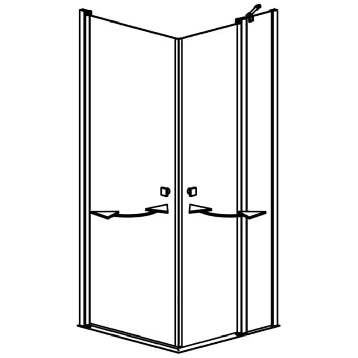 GEO maw flex Eckeinstieg 3-teilig mit Pendeltüren und Festteil rechts, 90 x 100 cm