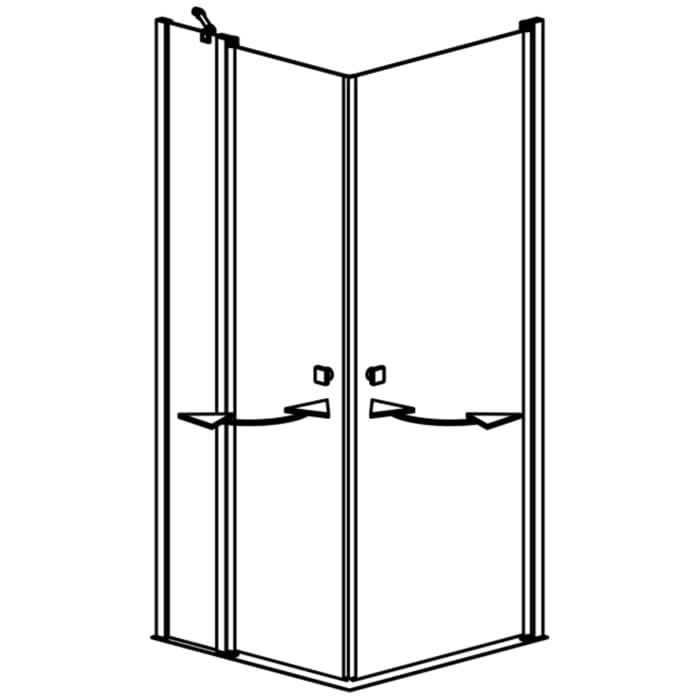 GEO maw flex Eckeinstieg 3-teilig mit Pendeltüren und Festteil links, 80 x 100 cm