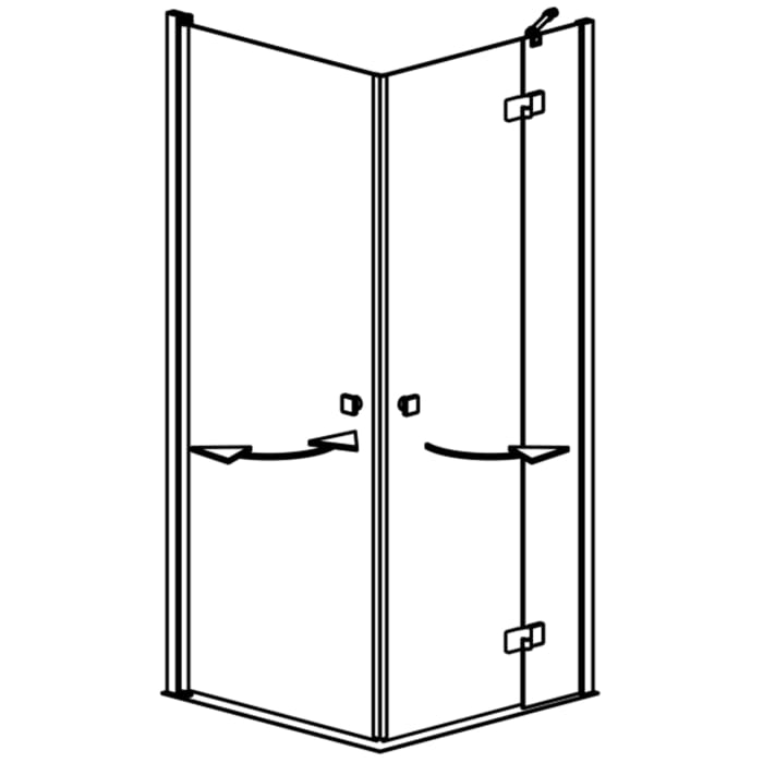 GEO maw flex Eckeinstieg 3-teilig mit 2 Türen und Festteil rechts, 90 x 80 cm