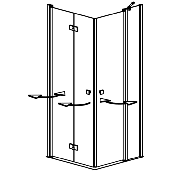 GEO maw flex Eckeinstieg 3-teilig mit Drehfalttür und Pendeltür/Festteil, 100 x 80 cm
