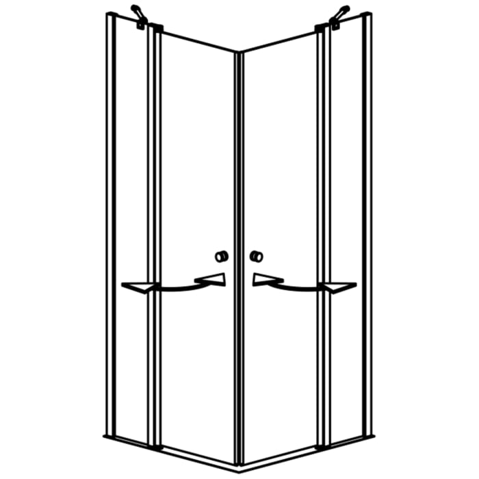 GEO maw flex Eckeinstieg 4-teilig mit 2 Pendeltüren, 120 x 90 cm mit Glasbeschichtung