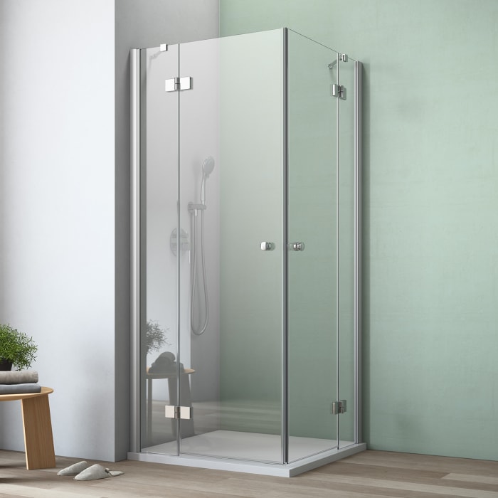 GEO maw flex Eckeinstieg 4-teilig mit 2 Drehtüren, 80 x 80 cm mit Glasbeschichtung