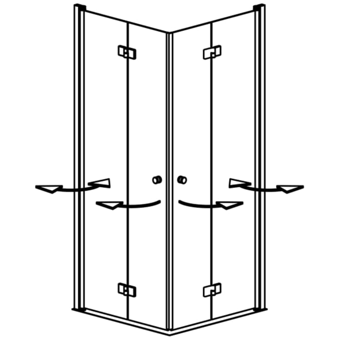 GEO maw flex Eckeinstieg 4-teilig mit 2 Drehfalttüren, bis 120 x 120 cm - Sondermaß