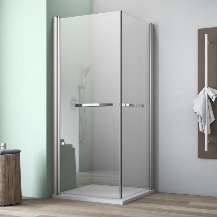 GEO maw flex Eckeinstieg mit 2 Pendeltüren mit Bogengriffe, 80 x 90 cm