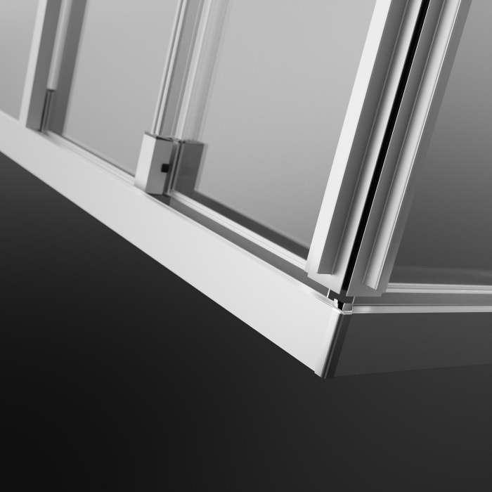 GEO maw flex Eckeinstieg mit 2 Schiebetüren 3-teilig, 80 x 90 x 175 cm mit Glasbeschichtung