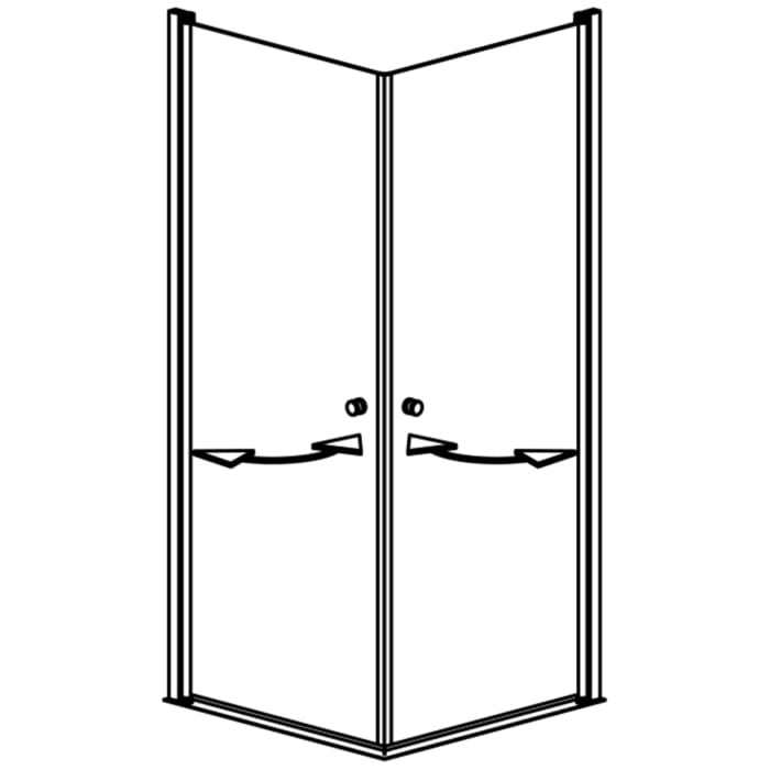 GEO maw flex Eckeinstieg mit 2 Pendeltüren mit Knopfgriffe, 80 x 90 cm
