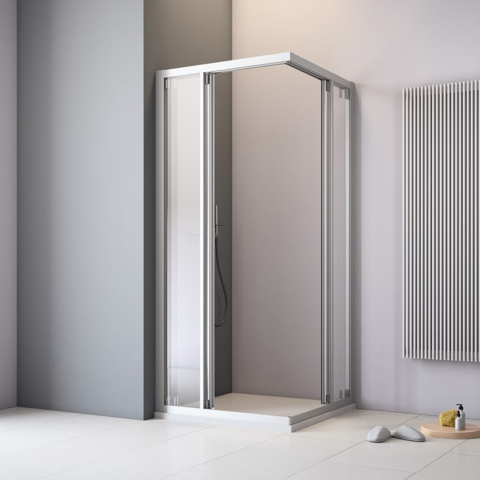 GEO maw flex Eckeinstieg mit 2 Schiebetüren 3-teilig, 80 x 90 x 175 cm mit Glasbeschichtung