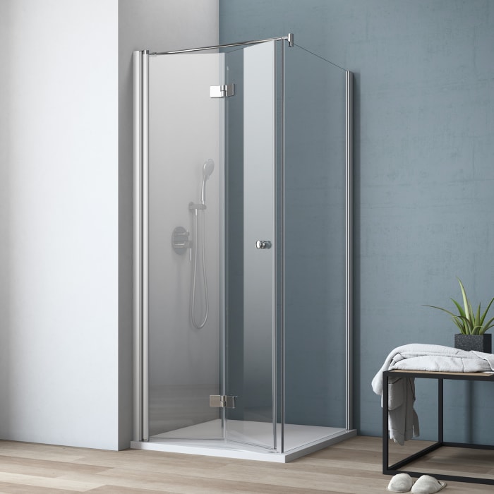 GEO maw flex Dreh-Falttür links 2-teilig mit Seitenwand, 90 x 100 cm mit Glasbeschichtung