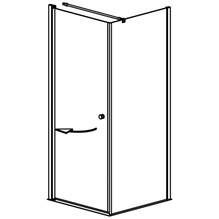 GEO maw flex Drehtür links mit Knopfgriff und Seitenwand, 100 x 80 cm mit Glasbeschichtung