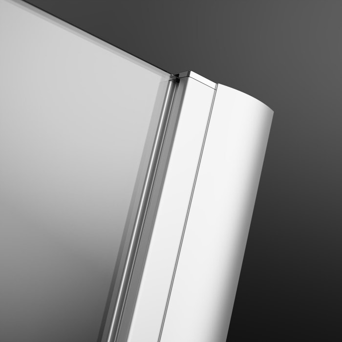 GEO maw flex Drehtür links mit Drehsäule an Festteil und Seitenwand, 100 x 80 cm mit Glasbeschichtung