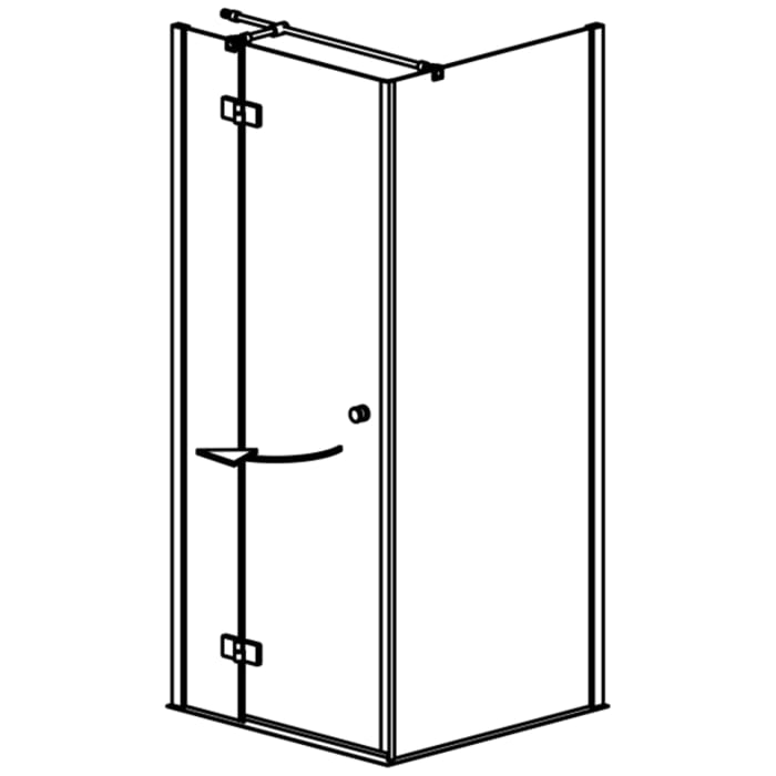 GEO maw flex Drehtür links mit Bändern an Festteil und Seitenwand, bis 140 x 120 cm - Sondermaß mit Glasbeschichtung