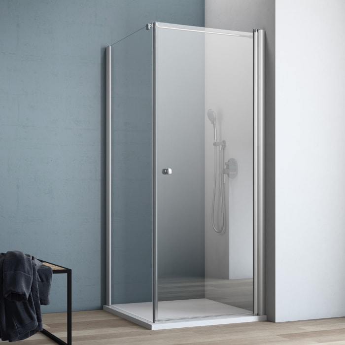 GEO maw flex Drehtür rechts mit Knopfgriff und Seitenwand, 80 x 90 cm