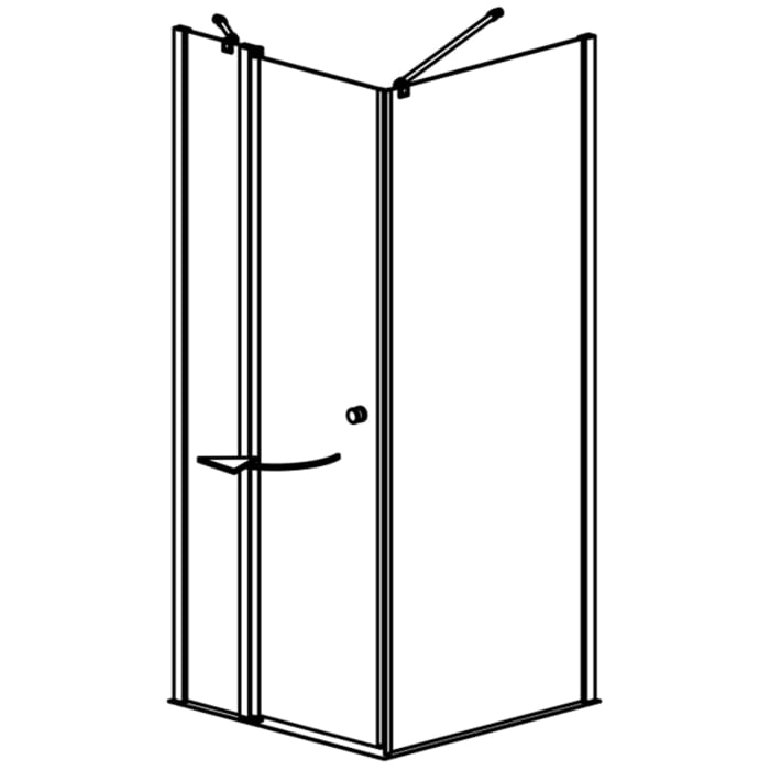 GEO maw flex Drehtür links mit Drehsäule an Festteil und Seitenwand, 80 x 80 cm