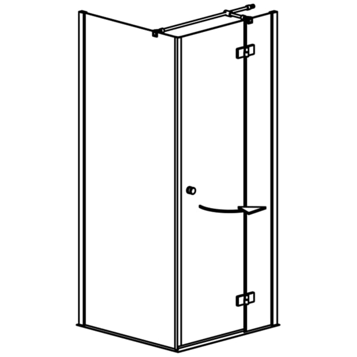 GEO maw flex Drehtür rechts mit Bändern an Festteil und Seitenwand, 80 x 80 cm