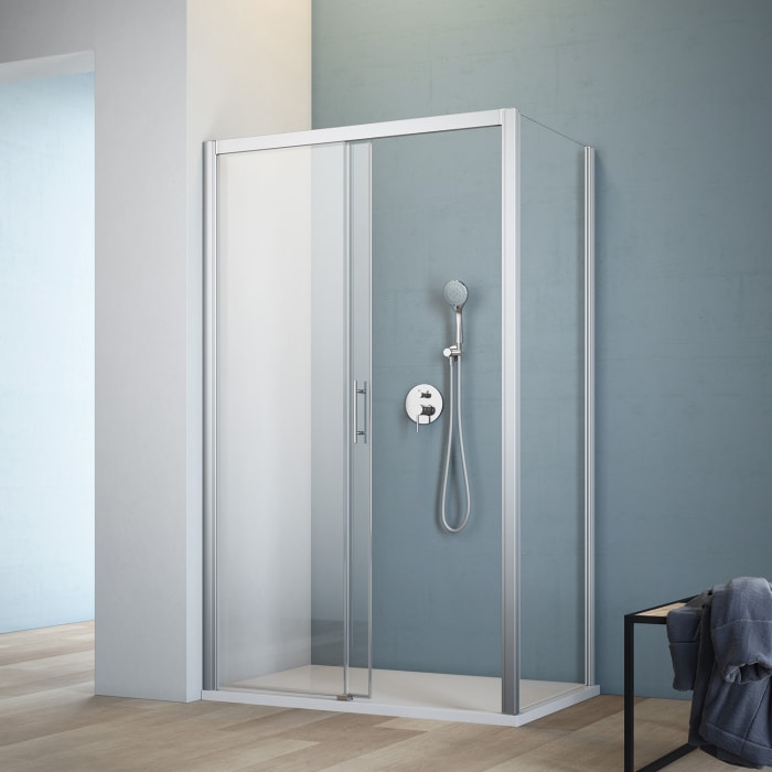 GEO maw flex Schiebetür links 2-teilig mit Seitenwand, bis 200 x 120 cm - Sondermaß mit Glasbeschichtung