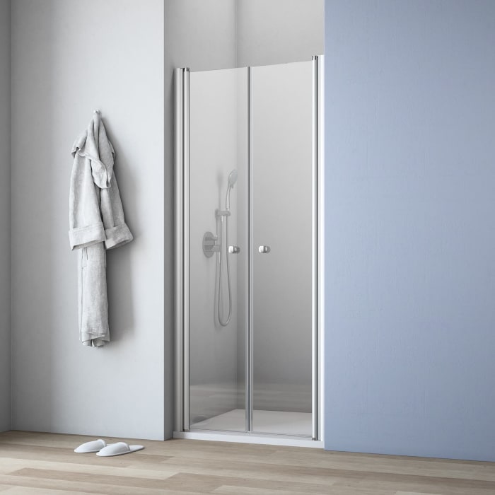 GEO maw flex Doppelpendeltür für Nische, 80 cm mit Glasbeschichtung