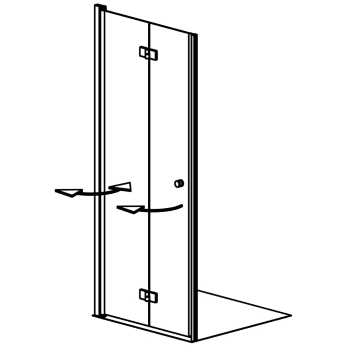 GEO maw flex Dreh-Falttür links 2-teilig für Nische, 100 cm mit Glasbeschichtung