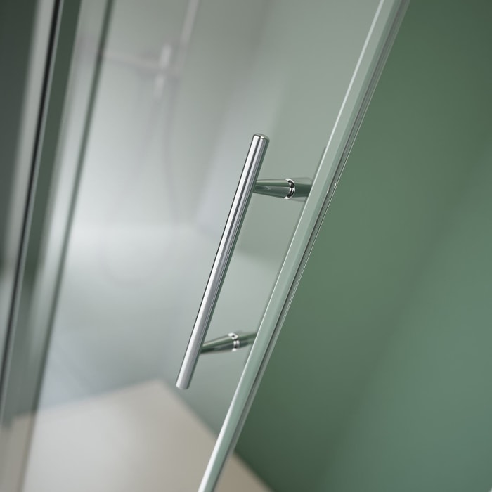 GEO maw flex Schiebetür links 2-teilig für Nische, 90 cm mit Glasbeschichtung