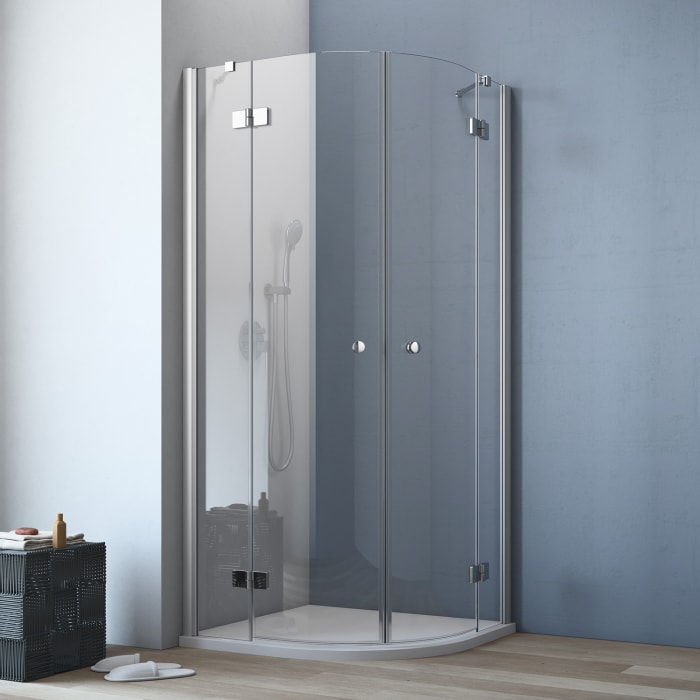 GEO maw flex Runddusche mit 2 Drehtüren, 80 x 90 cm, R 50 cm mit Glasbeschichtung