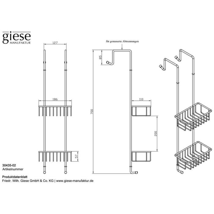 Giese Bodyguard Sondermaß für gemauerte Abtrennungen bis 10 cm