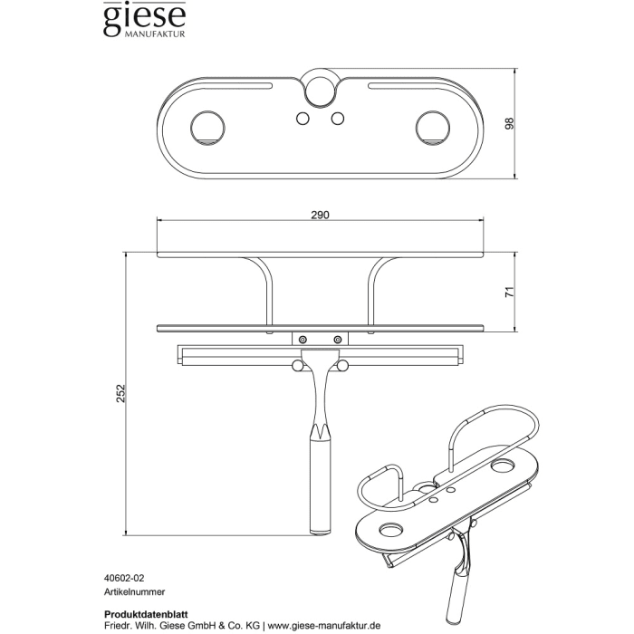Giese Duschkorb mit Glasabzieher