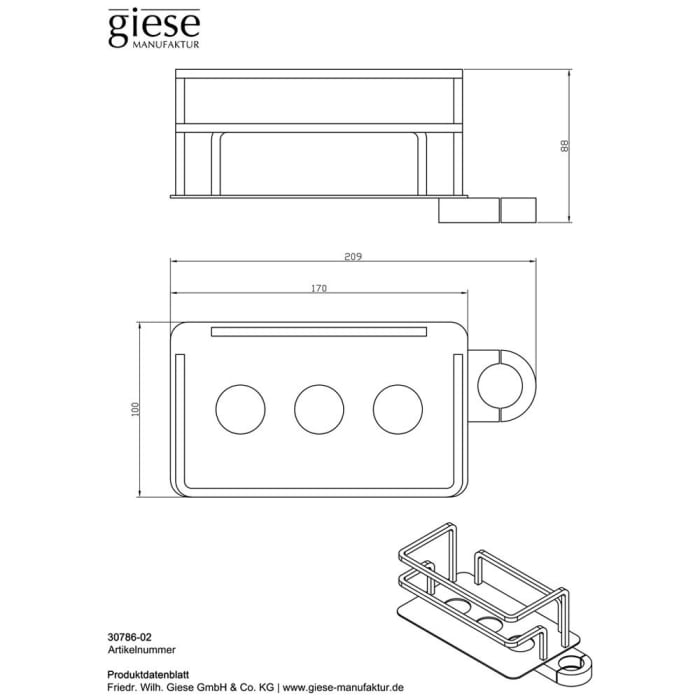 Giese Duschkorb Optisign zur nachträglichen Montage an eine Brausestange links
