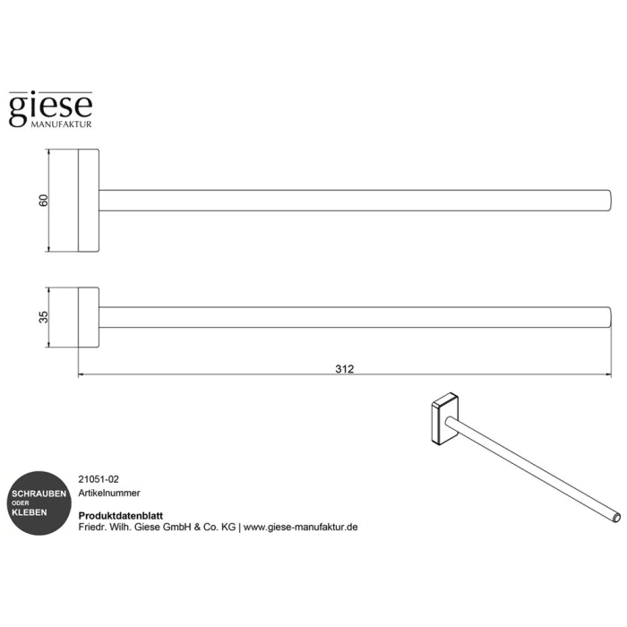 Giese Gifix 21. Handtuchhalter 31 cm