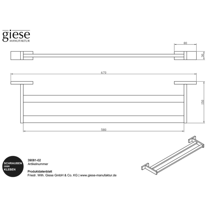 Giese gifix tono Badetuchhalter doppelt