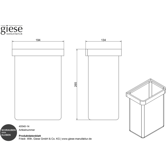 Giese Gästehandtuchkorb mit Stoffeinsatz