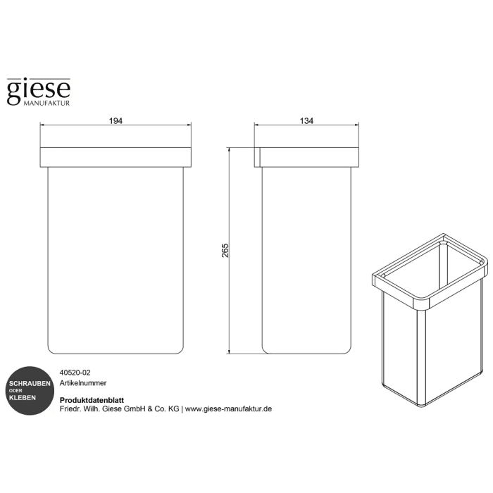 Giese Gästehandtuchkorb mit Stoffeinsatz