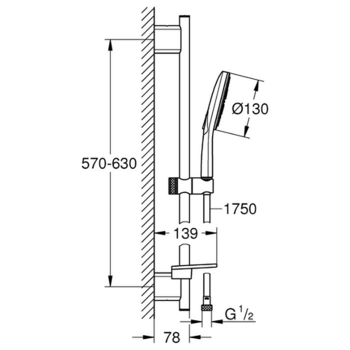 GROHE SmartActive 130 Brausestangenset, 3 Strahlarten, Brausestange 60 cm