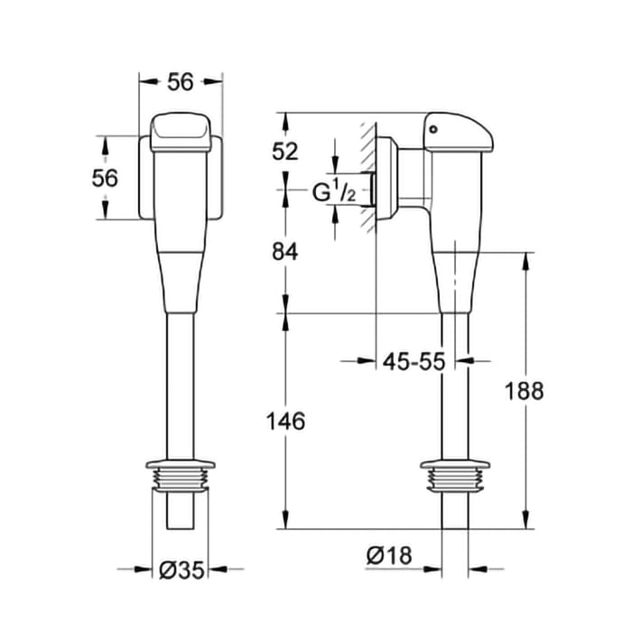 GROHE Urinal-Spüler DN15 Aufputz mit Rosette