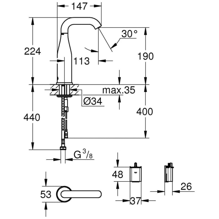 GROHE Essence E Infrarot-Elektronik für Waschtisch ohne Mischung