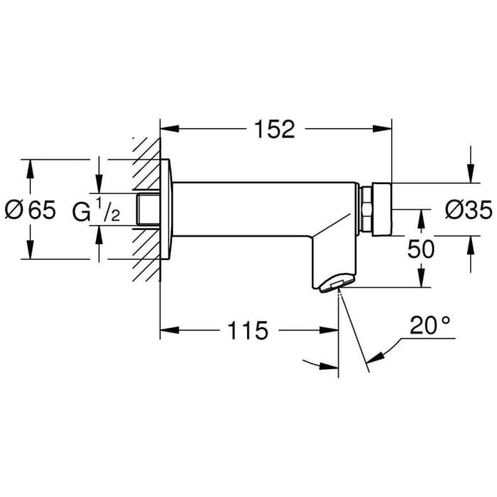 GROHE Euroeco CT Selbstschluss-Wandventil, DN 15