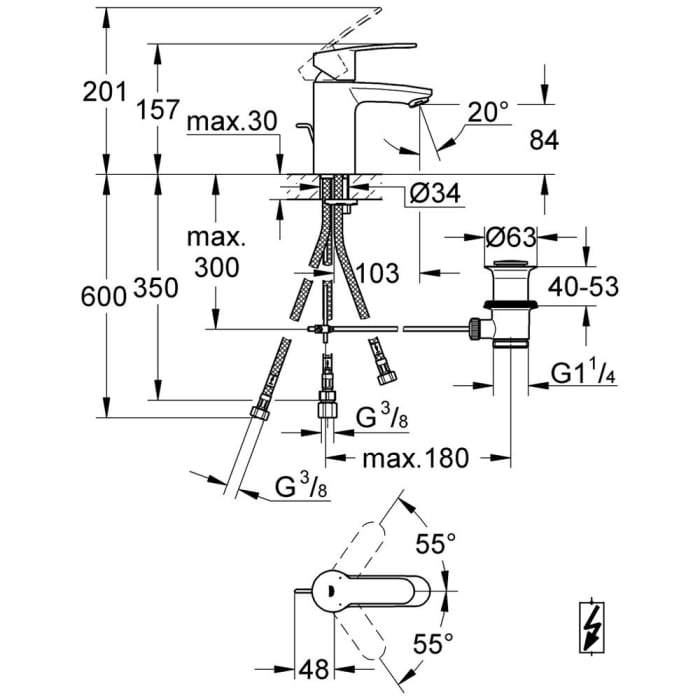 GROHE Eurostyle C Einhand-Waschtischbatterie, DN 15, Niederdruck