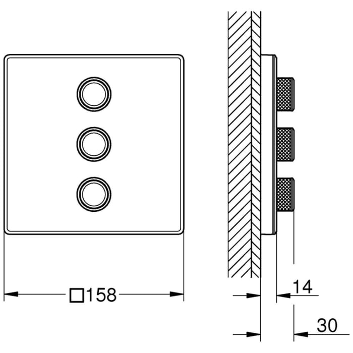 GROHE Grohtherm SmartControl 3-fach Unterputzventil Fertigmontageset, eckige Ausführung