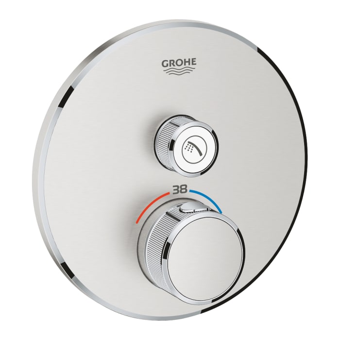 GROHE Grohtherm SmartControl Thermostat Fertigmontageset mit einem Absperrventil, runde Ausführung