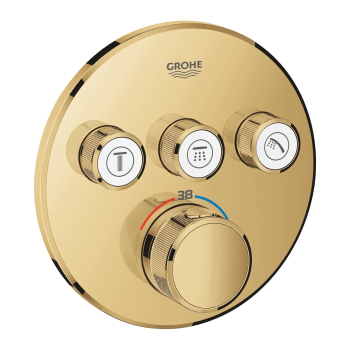 GROHE Grohtherm SmartControl Thermostat Fertigmontageset mit 3 Absperrventilen, runde Ausführung
