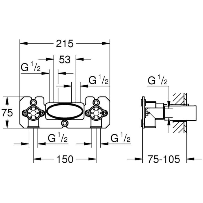 GROHE SmartControl Unterputz-Einbaukörper für Thermostat Auf-/Unterputz Kombination