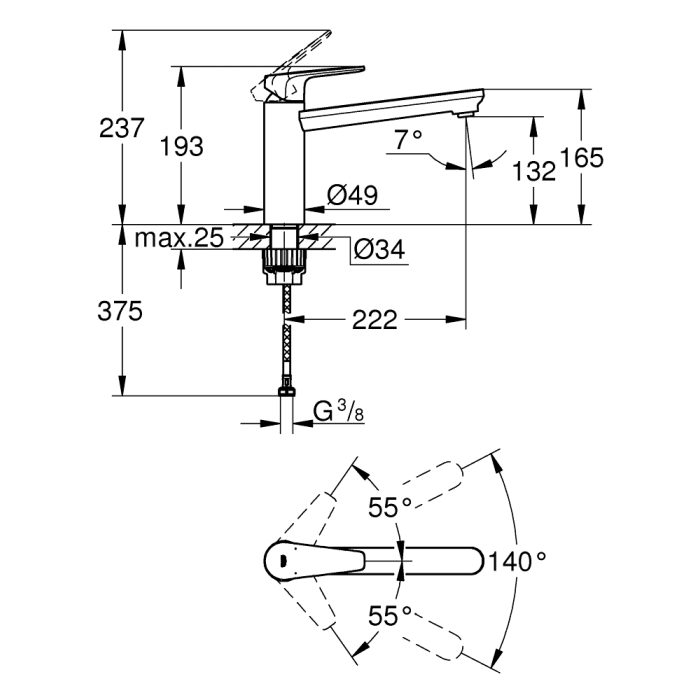 GROHE BauEdge Einhand-Spültischbatterie, DN 15