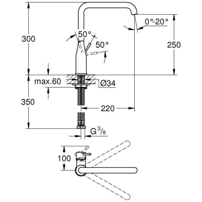 GROHE Essence New Einhand-Spültischbatterie mit L-Auslauf