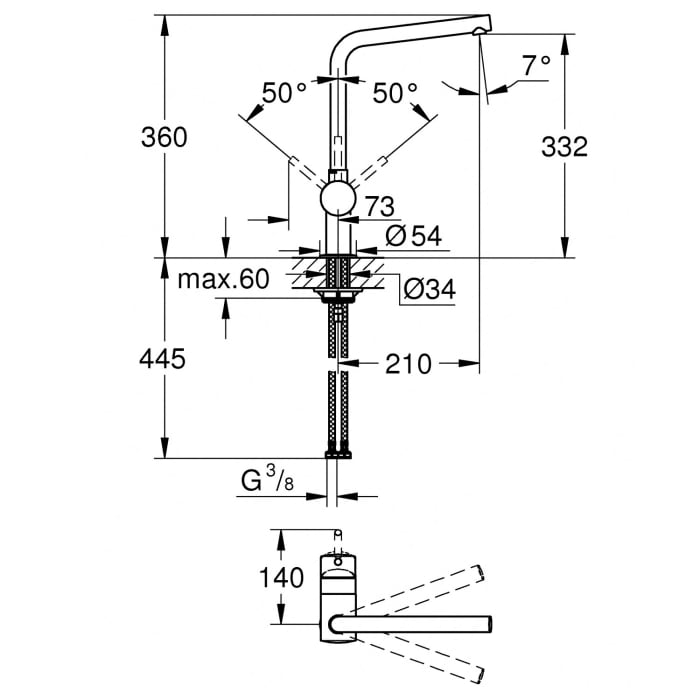 GROHE Minta Einhand-Spültischbatterie, DN 15