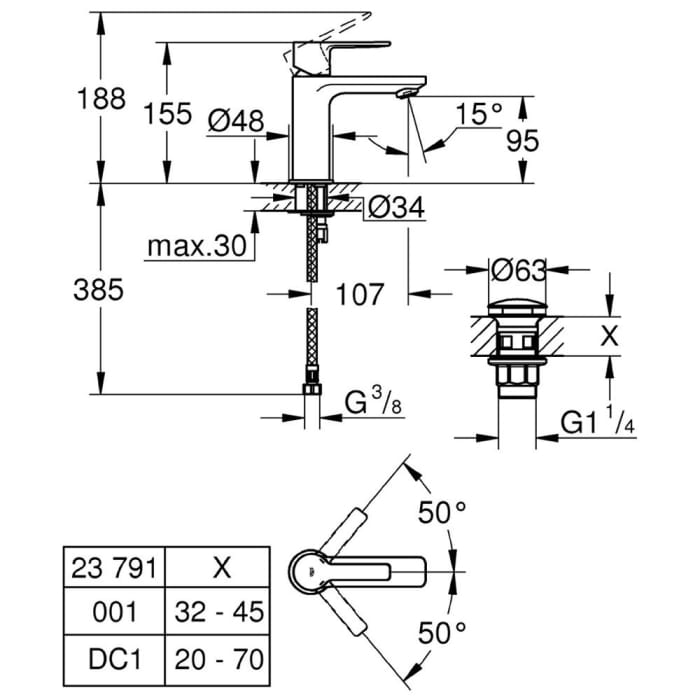 GROHE Lineare Neu Einhand-Waschtischbatterie XS-Size