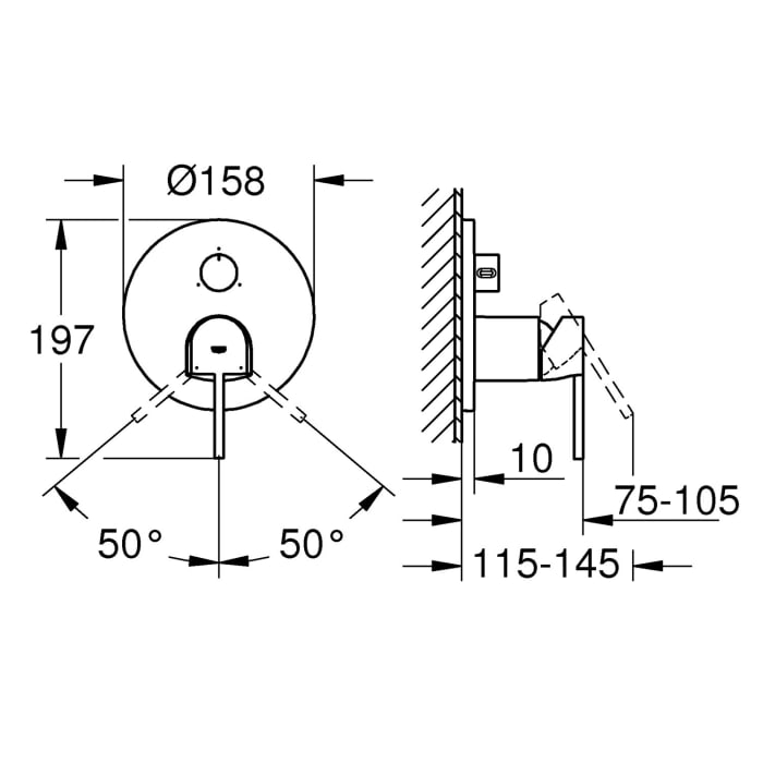 GROHE Plus Einhand-Wannenbatterie mit 3-Wege Umstellung Unterputz