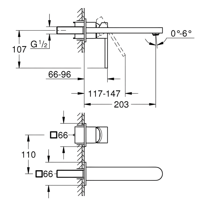 GROHE Plus 2-Loch-Waschtischbatterie, Ausladung 20,3 cm