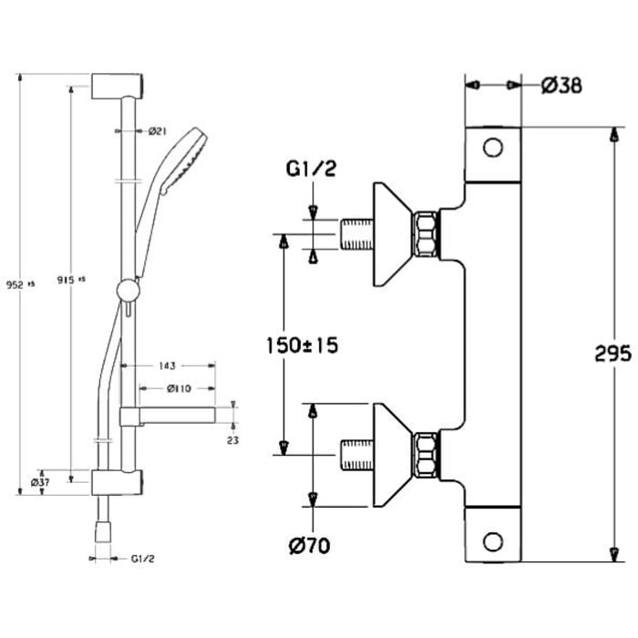 Hansa HANSAUNITA Renovierungsset Brause 90 cm