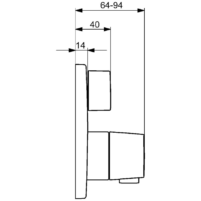 Hansa HANSADESIGNO Style Wannen-Thermostat-Batterie, Rosette eckig