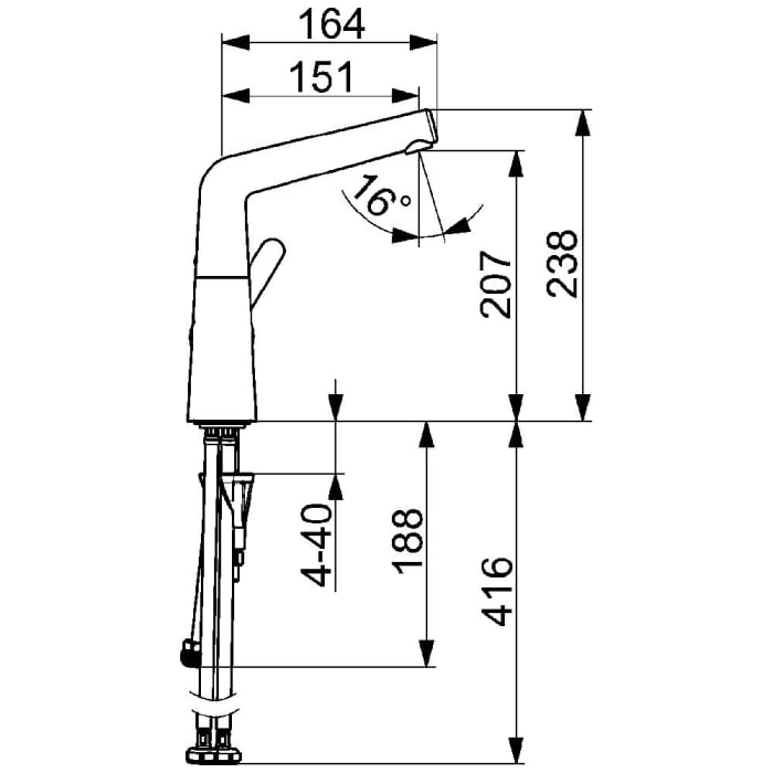 Hansa HANSADESIGNO Style Waschtisch-Einhand-Einlochbatterie mit Funktionsbrause
